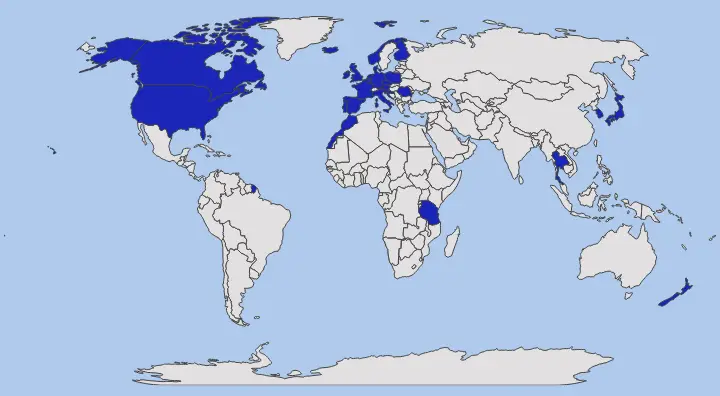 World map with the countries I’ve visited